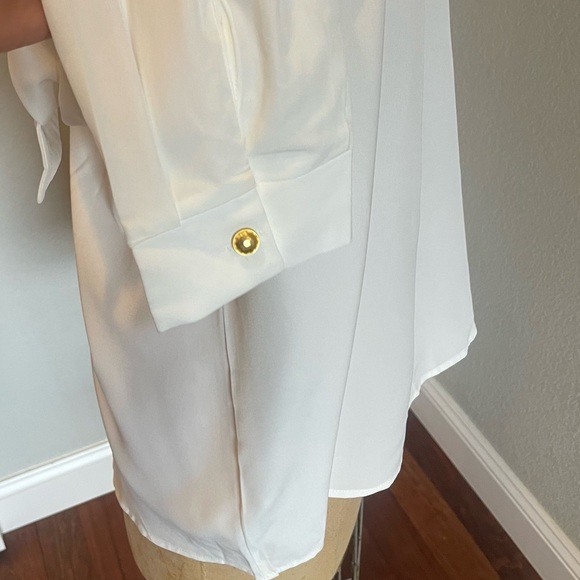 SHEIN- SZ M White Asymmetrical Neck Blouse - Picture 4 of 7